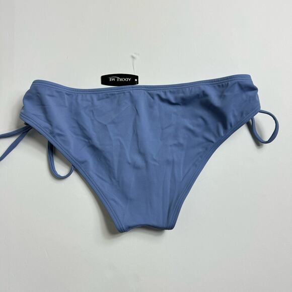 Adore Me Solid Bikini Bottoms Size Medium Steel Blue Hip Tie Swim Bottoms - Picture 6 of 9
